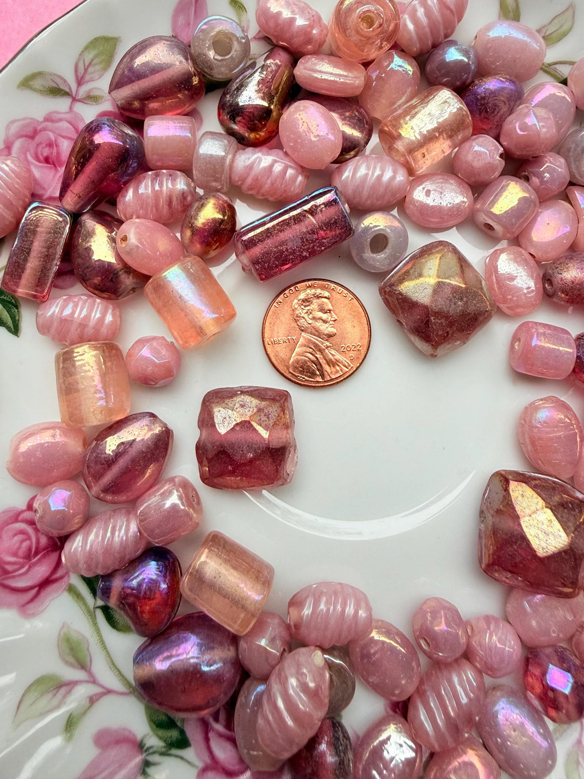 1/2 lb Pony Pink AB Glass Bead Mix – Jewelry Making Supplies – Bulk Half Pound