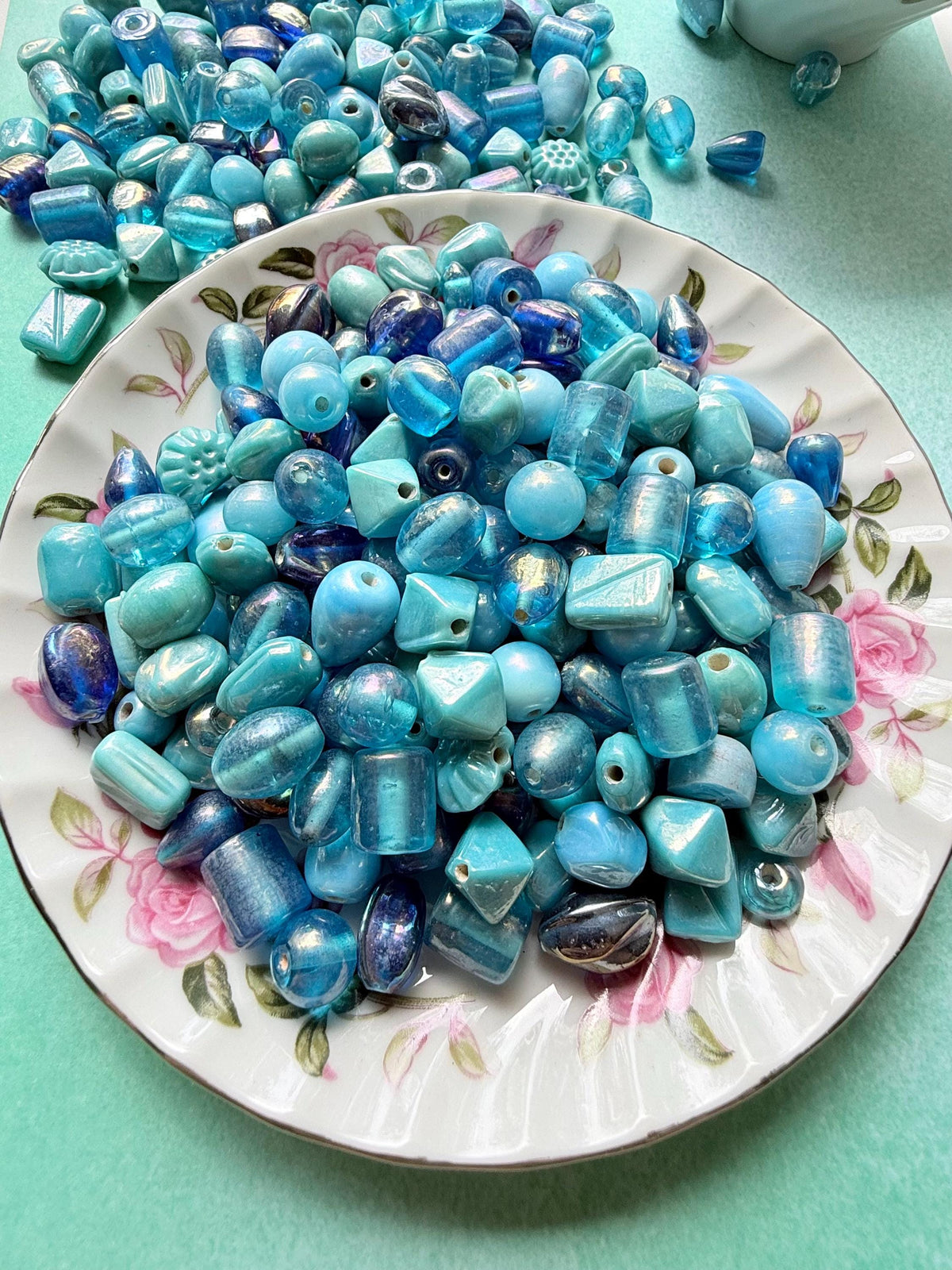 1/2 lb Ocean Breeze Glass Bead Mix – Light Blue, Iridescent Finishes – Jewelry Making Supplies (0.5 lb)