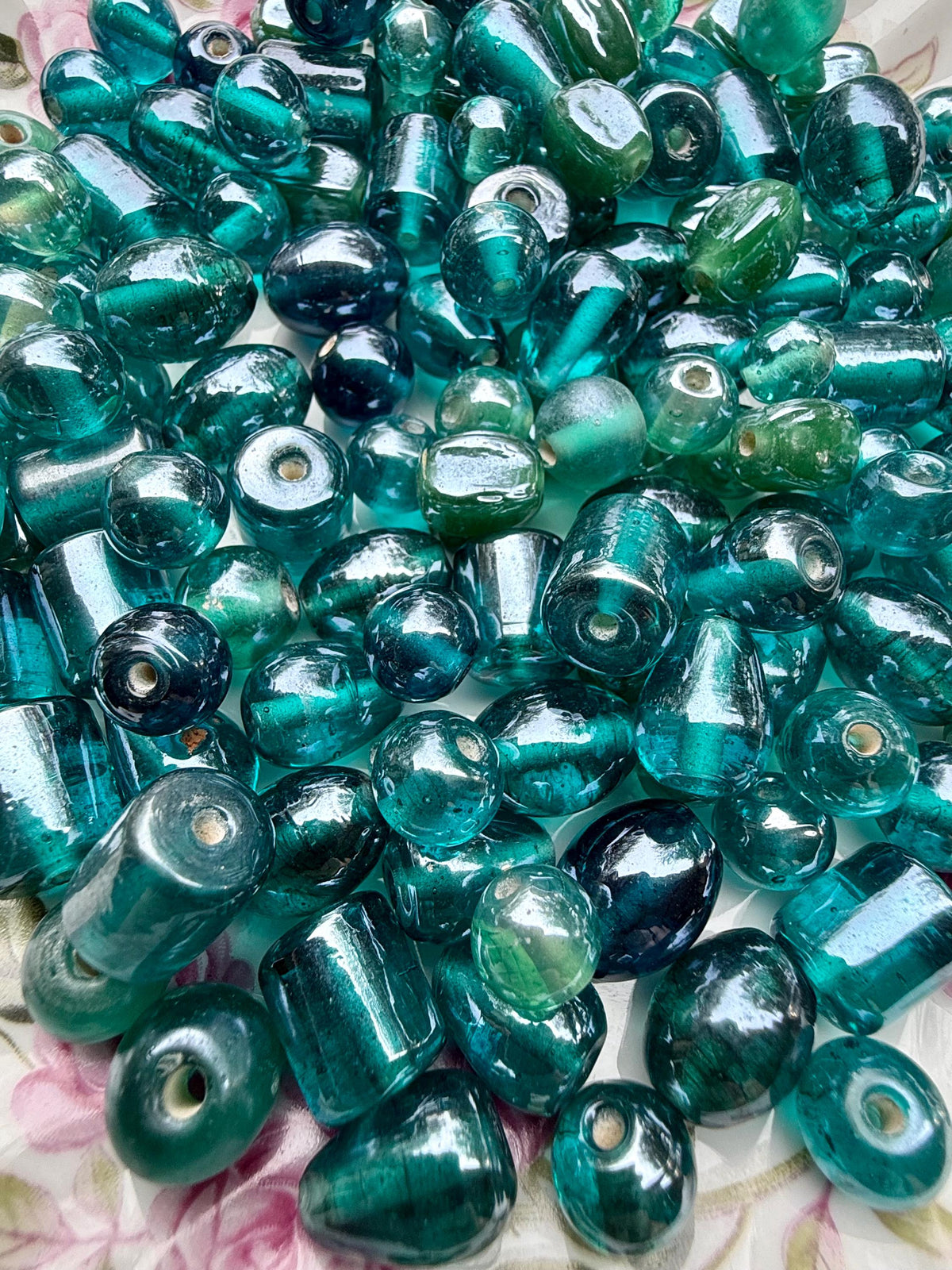 1/2 lb Emerald Teal Glass Bead Mix – Jewelry Making Supplies – Bulk Beads