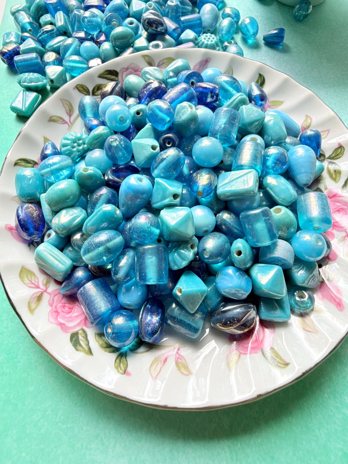 1/2 lb Ocean Breeze Glass Bead Mix – Light Blue, Iridescent Finishes – Jewelry Making Supplies (0.5 lb)