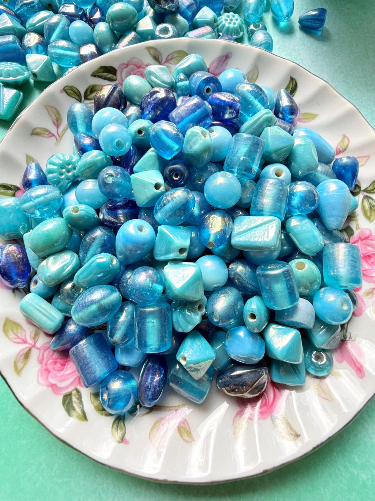 1/2 lb Ocean Breeze Glass Bead Mix – Light Blue, Iridescent Finishes – Jewelry Making Supplies (0.5 lb)
