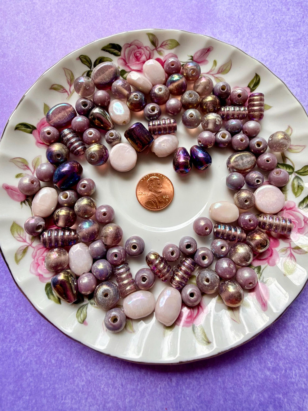 1/2 lb Stardust Lilac AB Glass Bead Mix – Iridescent Lavender Jewelry Making Beads (0.5 lb)