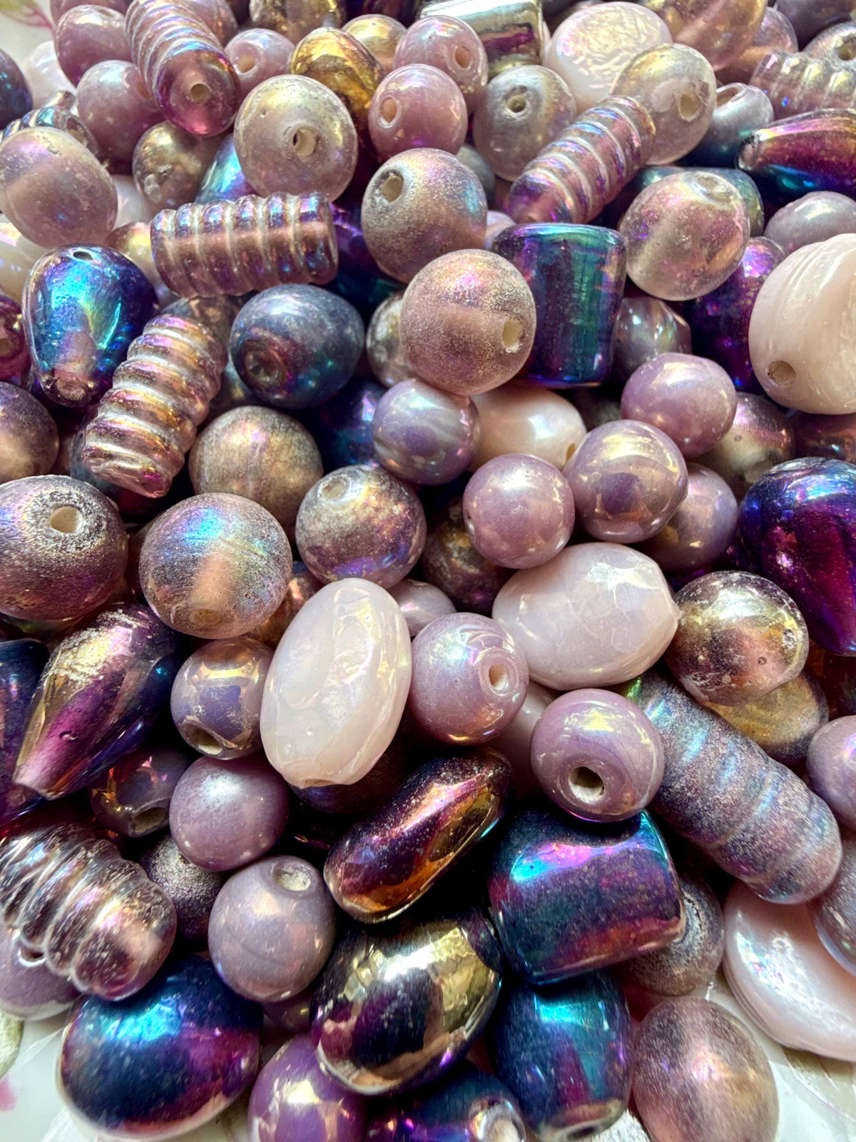 1/2 lb Stardust Lilac AB Glass Bead Mix – Iridescent Lavender Jewelry Making Beads (0.5 lb)
