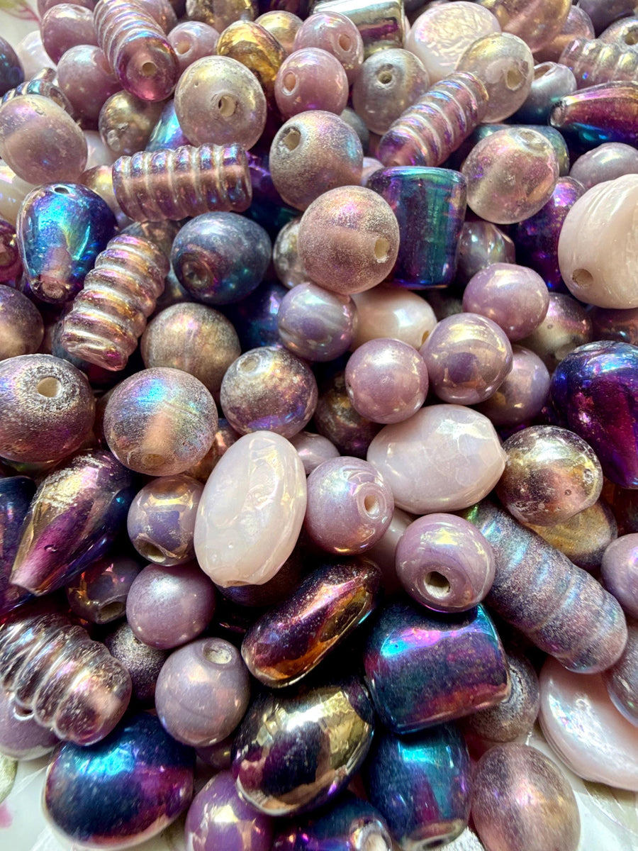 1/2 lb Stardust Lilac AB Glass Bead Mix – Iridescent Lavender Jewelry Making Beads (0.5 lb)