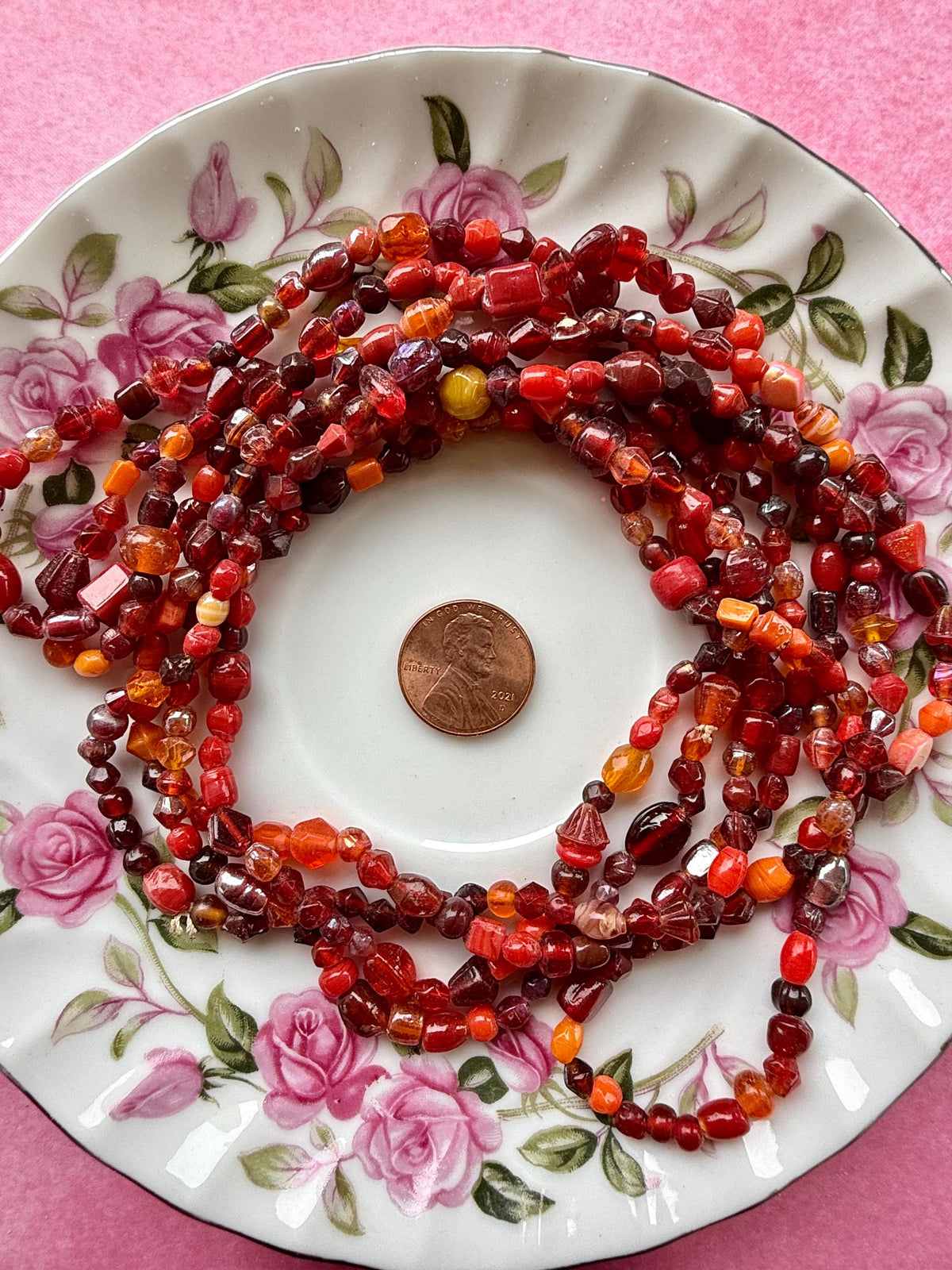 36” Autumn Glass Bead Strand Mix | 4-7mm Small Assorted Bead Strands