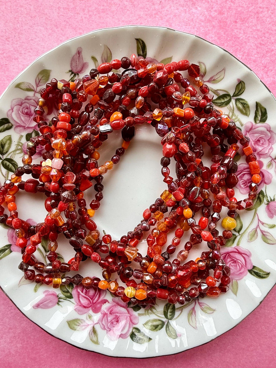 36” Autumn Glass Bead Strand Mix | 4-7mm Small Assorted Bead Strands