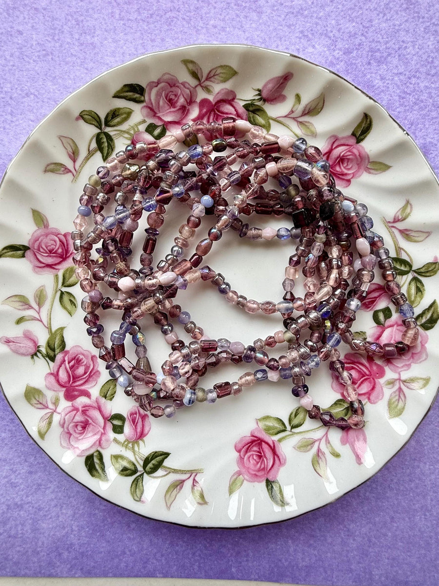 36” Lavender Treasure Glass Bead Strand Mix | 4-7mm Small Assorted Bead Strands