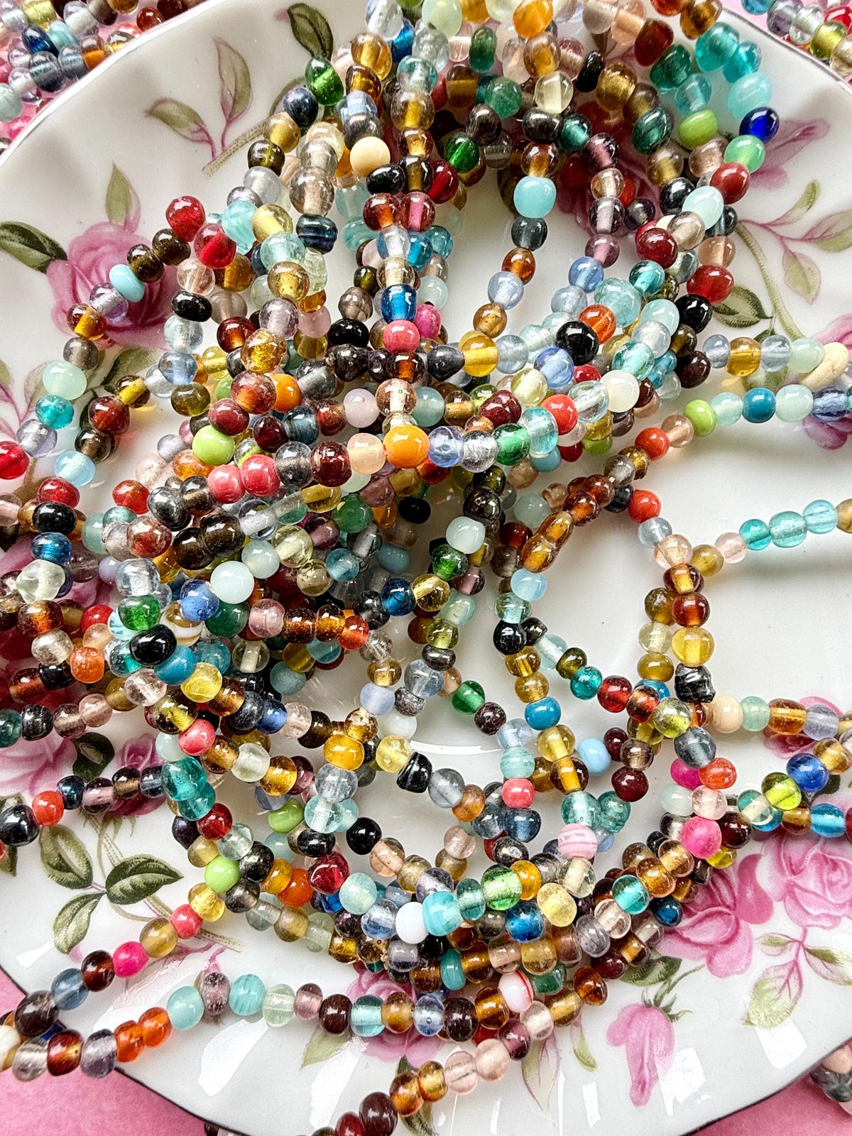 36” Treasure Glass Bead Strand Mix | 4-7mm | Small Assorted Colorful Bead Strands