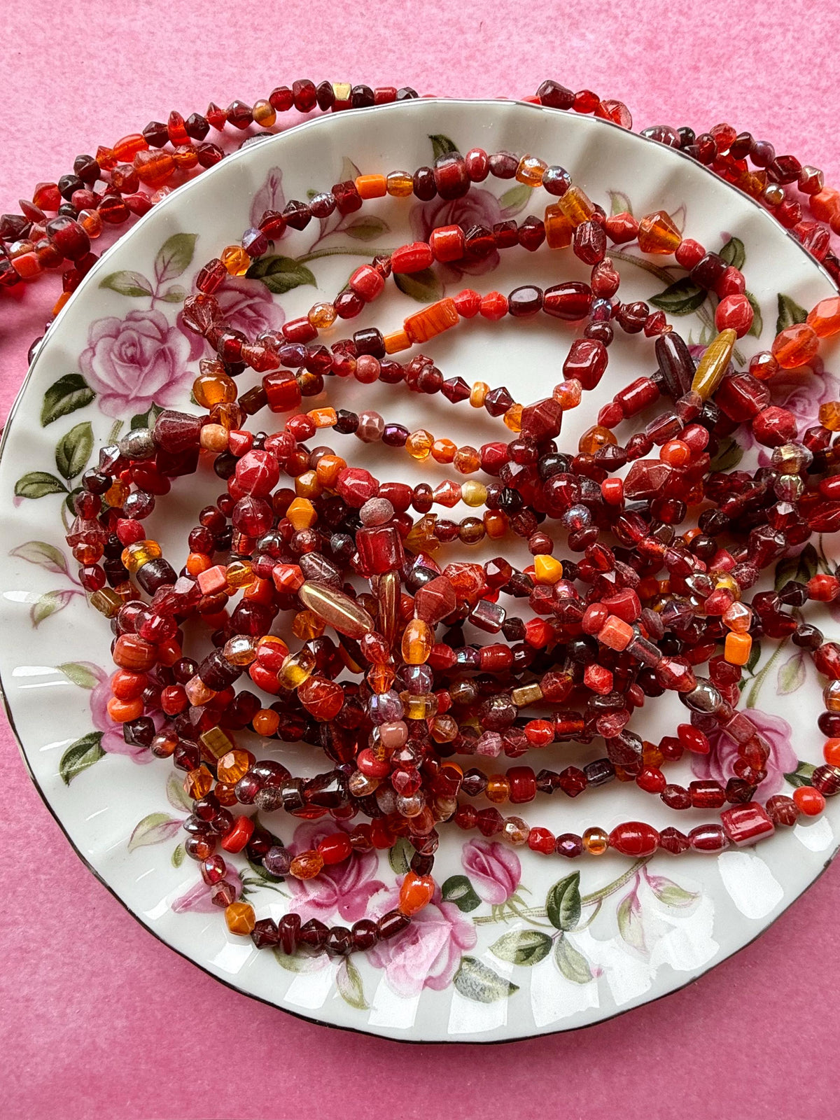 36” Autumn Glass Bead Strand Mix | 4-7mm Small Assorted Bead Strands