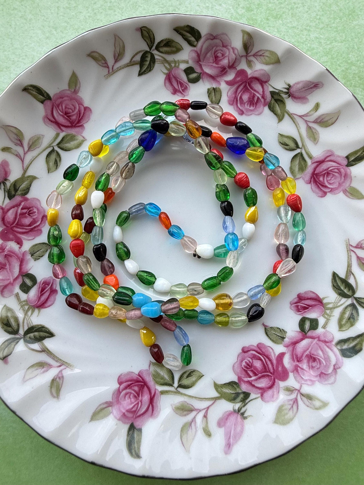 36" Carnival Glass Bead Strand | Mixed Vintage Glass Beads (4-7mm)