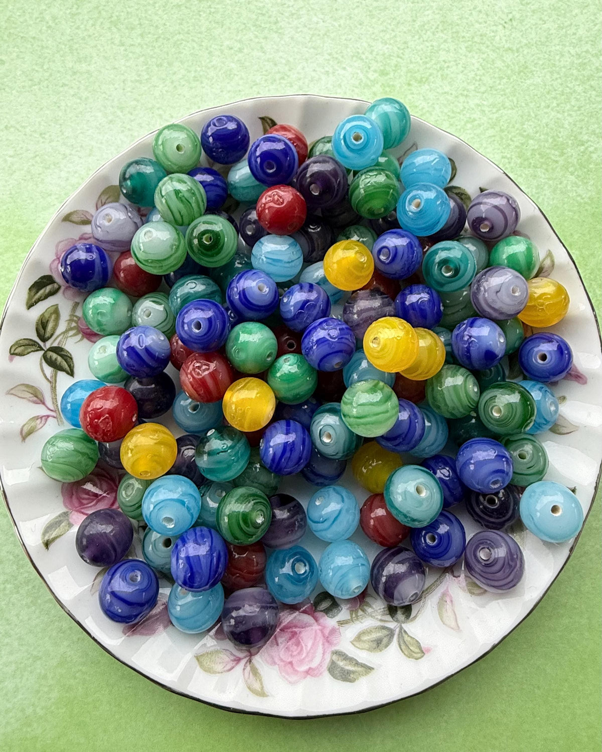 1/2 lb Harbor Mix Glass Beads | Assorted Round Glass Beads | Swirled Craft Beads | Jewelry Making Supplies | Bulk Bead Mix
