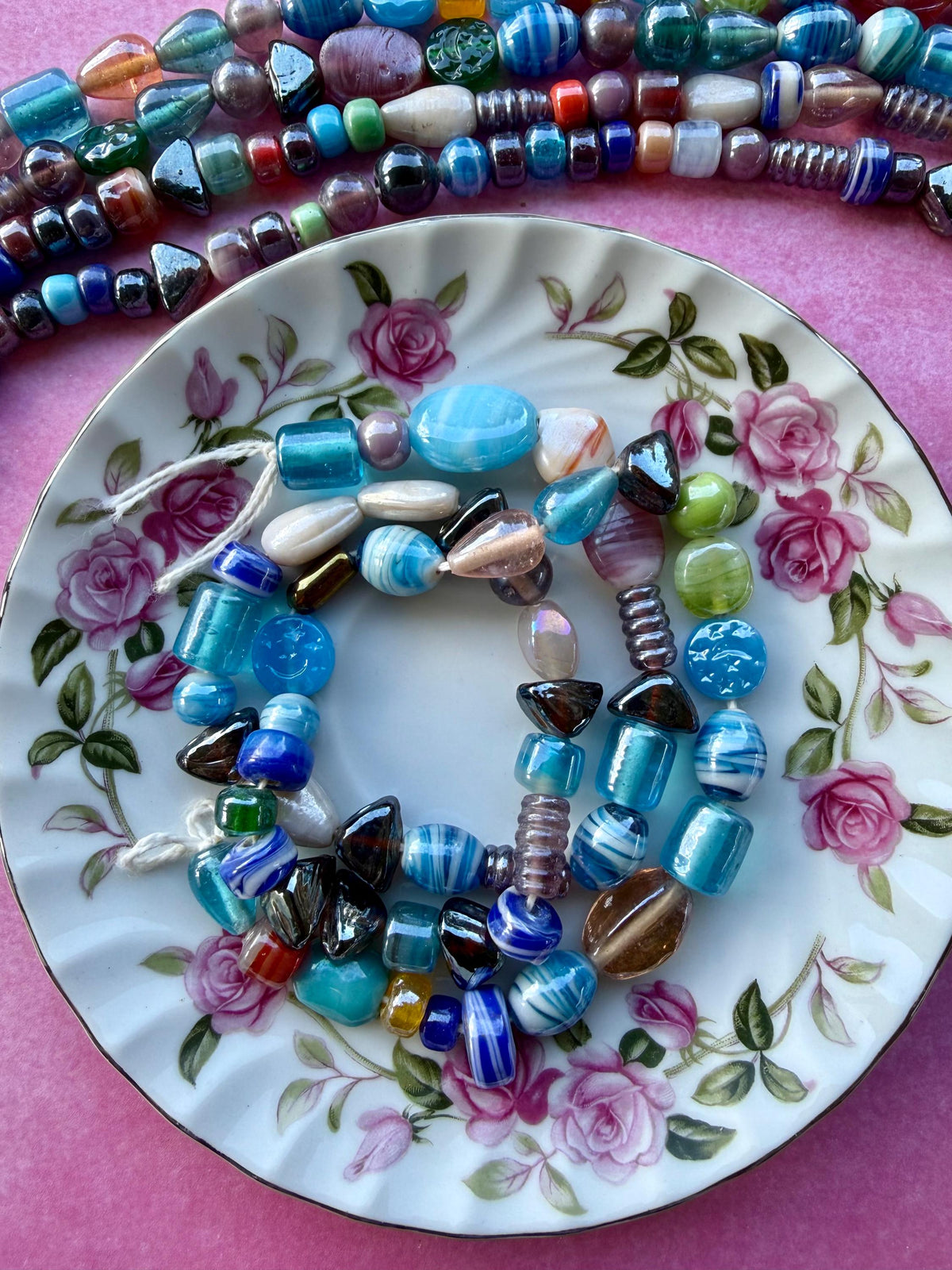 24” Moonlight Mix Glass Bead Strand | Assorted Glass Beads | Jewelry Making | Pre-Strung Craft Beads