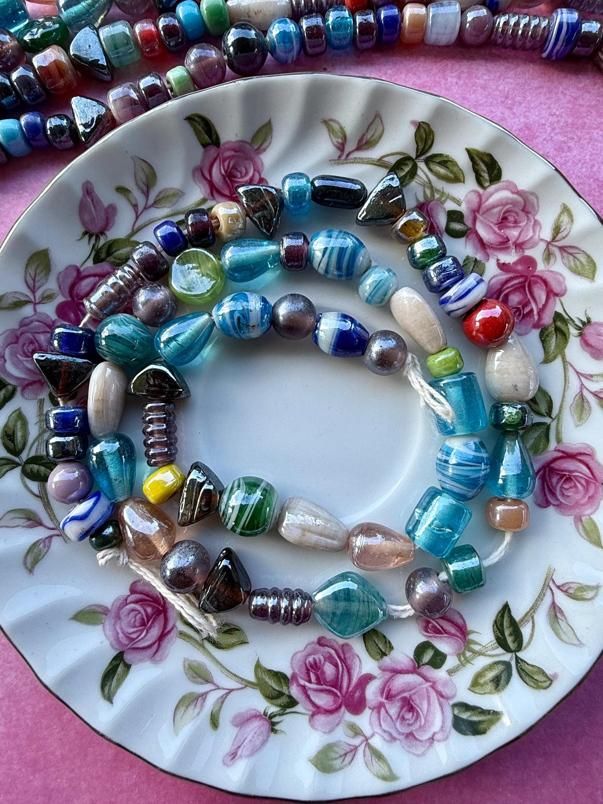 24” Moonlight Mix Glass Bead Strand | Assorted Glass Beads | Jewelry Making | Pre-Strung Craft Beads