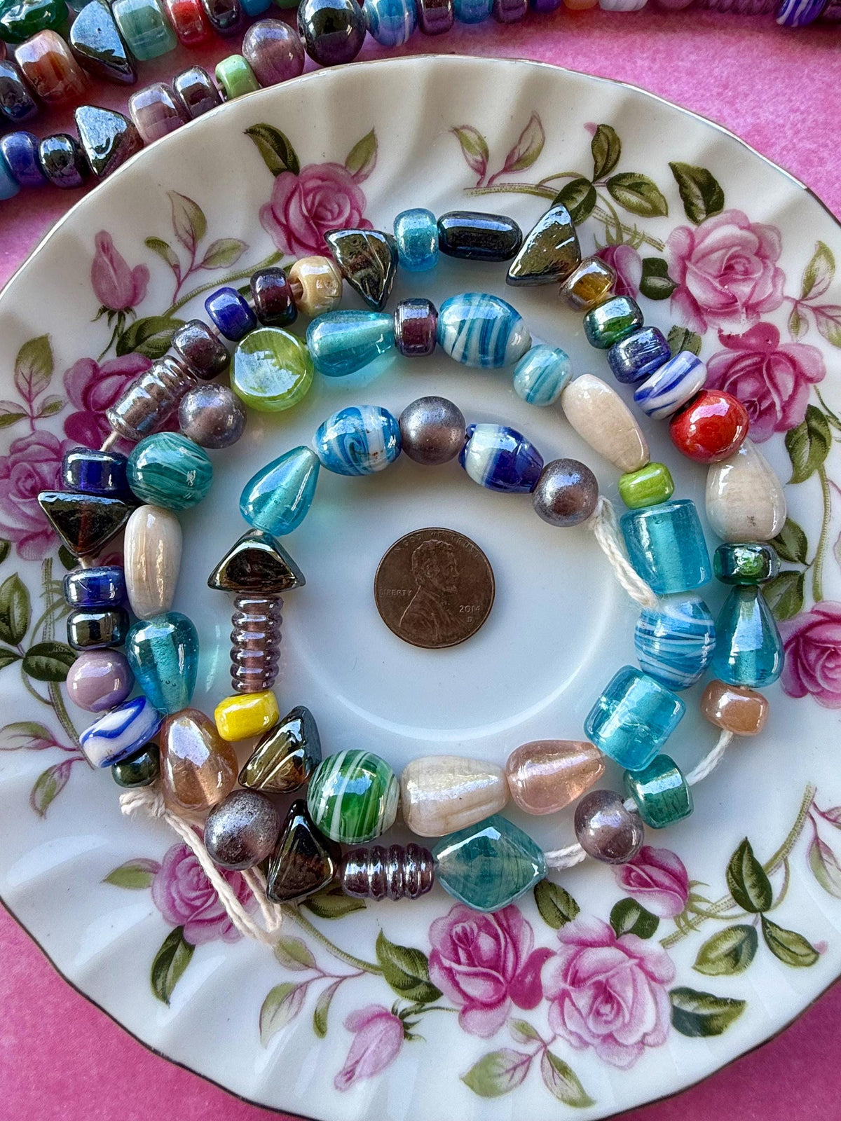24” Moonlight Mix Glass Bead Strand | Assorted Glass Beads | Jewelry Making | Pre-Strung Craft Beads