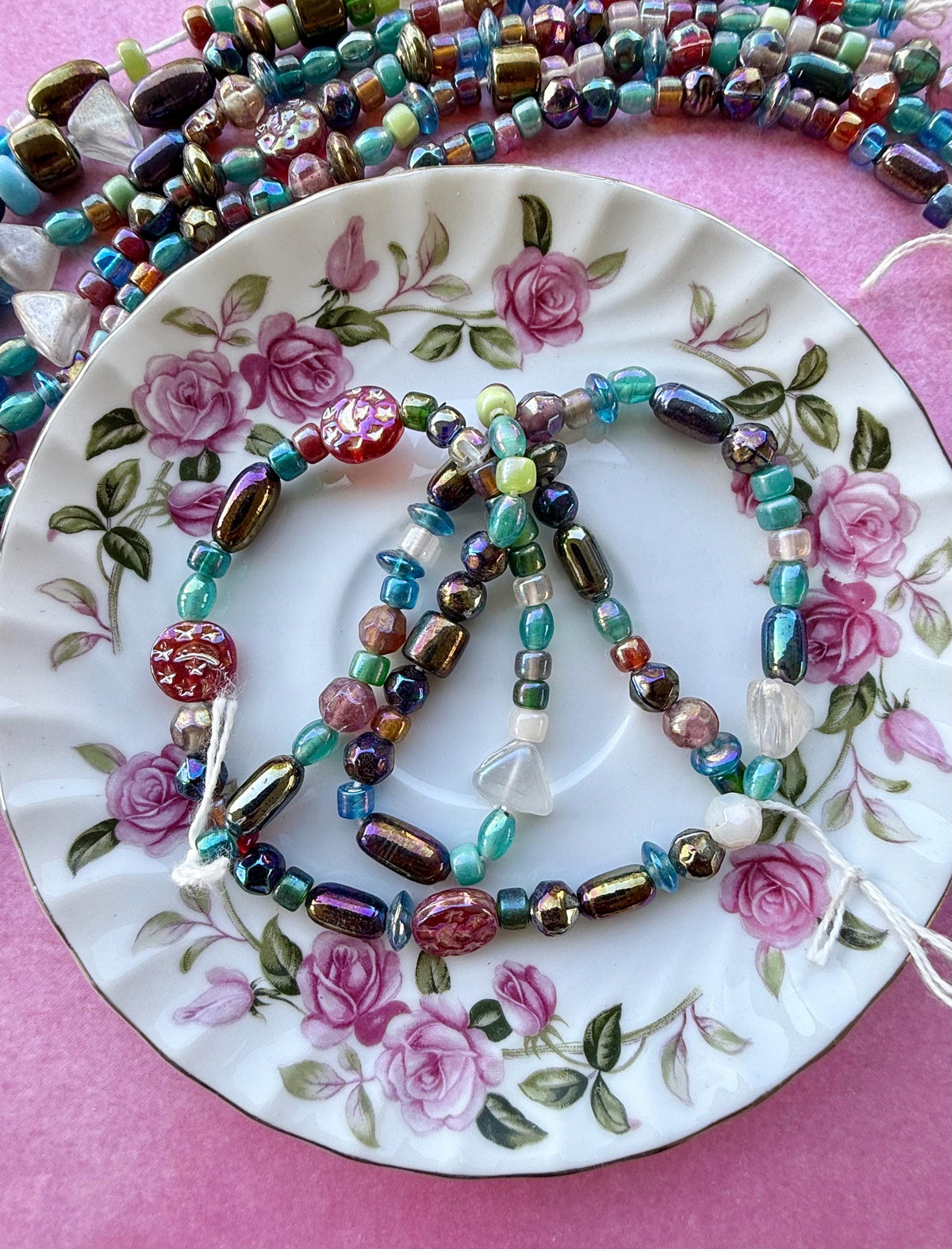 24" Aurora Mix Glass Bead Strand | Iridescent Faceted Beads for Jewelry Making