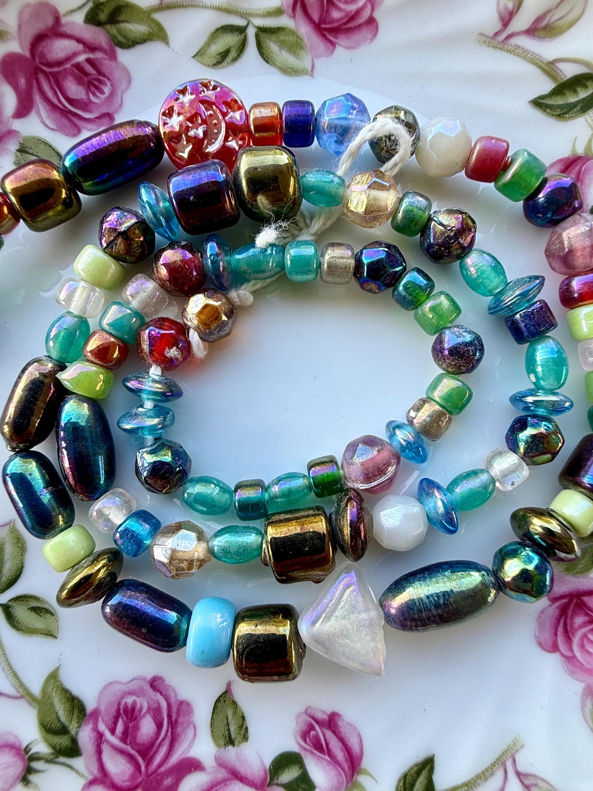 24" Aurora Mix Glass Bead Strand | Iridescent Faceted Beads for Jewelry Making