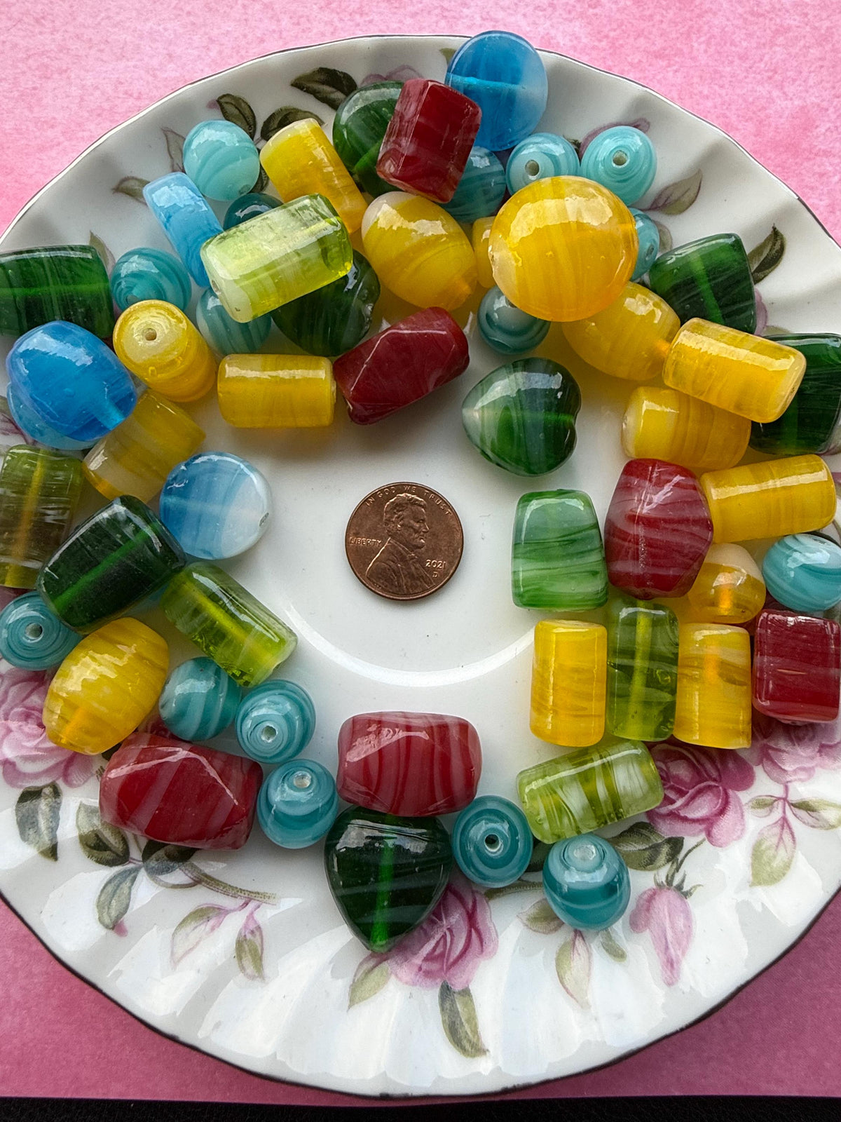 1/2 lb Merchant’s Mix |  Assorted Large Swirl Glass Beads | Mixed Glass Bead Assortment | 10-20mm