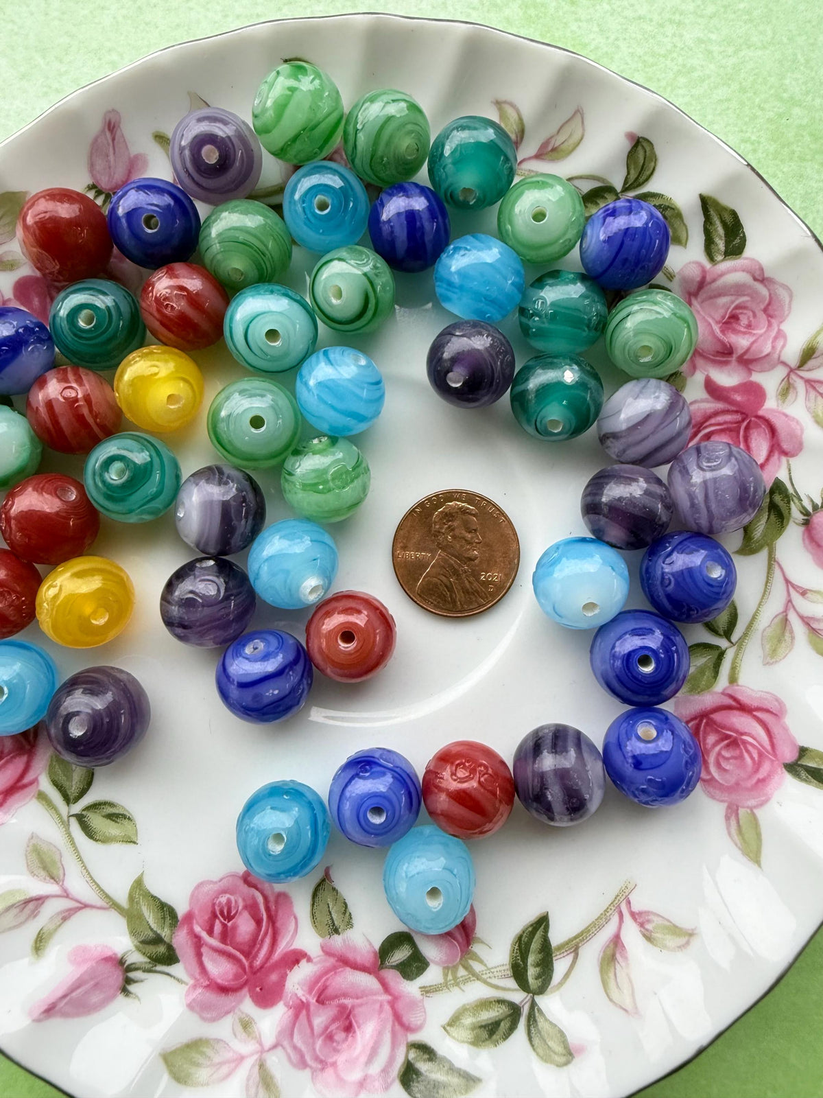 1/2 lb Harbor Mix Glass Beads | Assorted Round Glass Beads | Swirled Craft Beads | Jewelry Making Supplies | Bulk Bead Mix