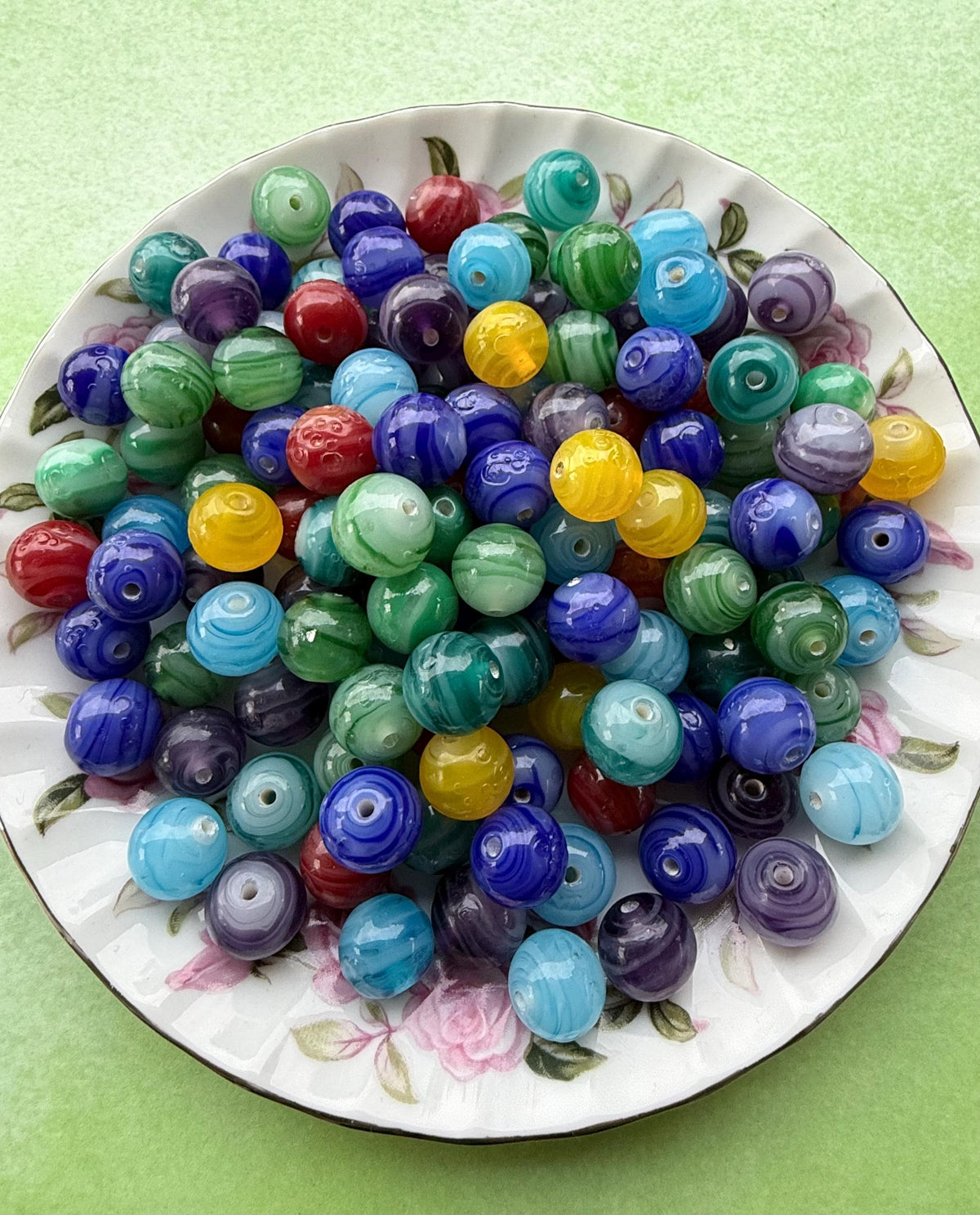 1/2 lb Harbor Mix Glass Beads | Assorted Round Glass Beads | Swirled Craft Beads | Jewelry Making Supplies | Bulk Bead Mix
