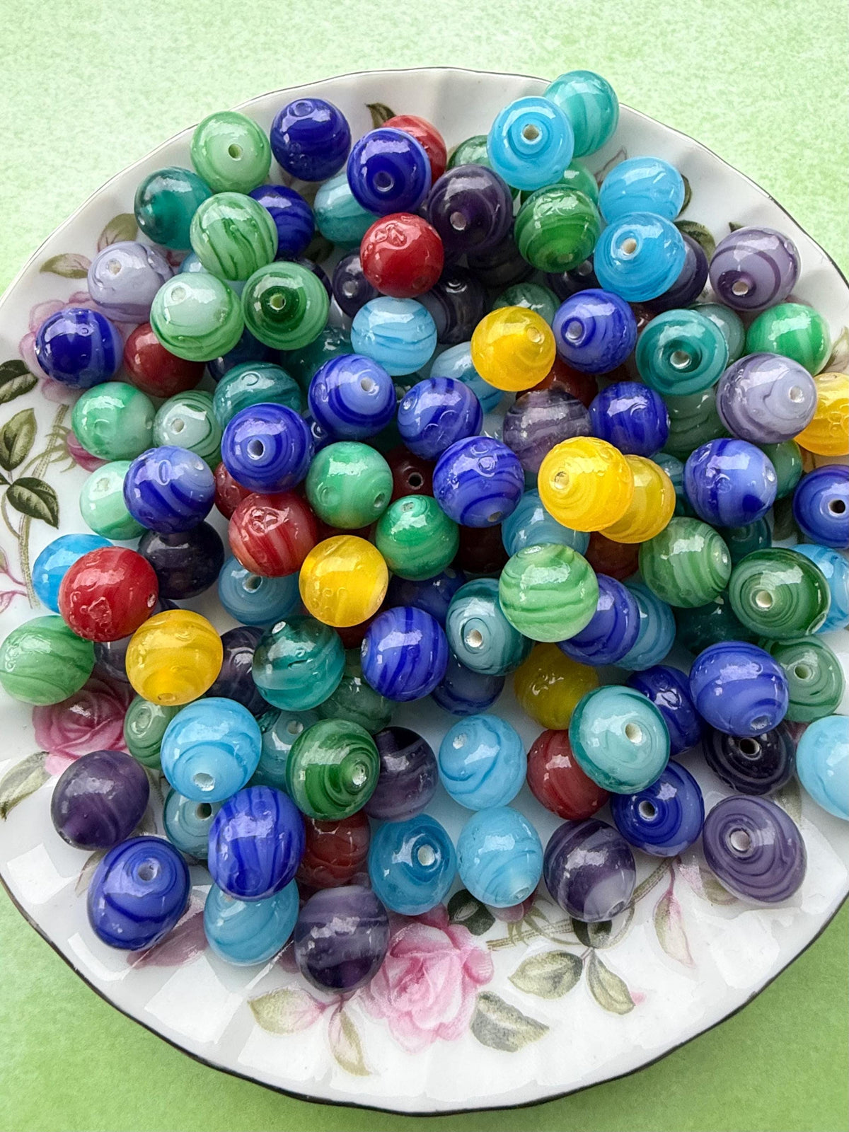 1/2 lb Harbor Mix Glass Beads | Assorted Round Glass Beads | Swirled Craft Beads | Jewelry Making Supplies | Bulk Bead Mix