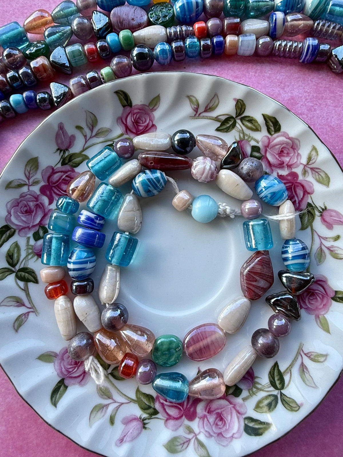 24” Moonlight Mix Glass Bead Strand | Assorted Glass Beads | Jewelry Making | Pre-Strung Craft Beads