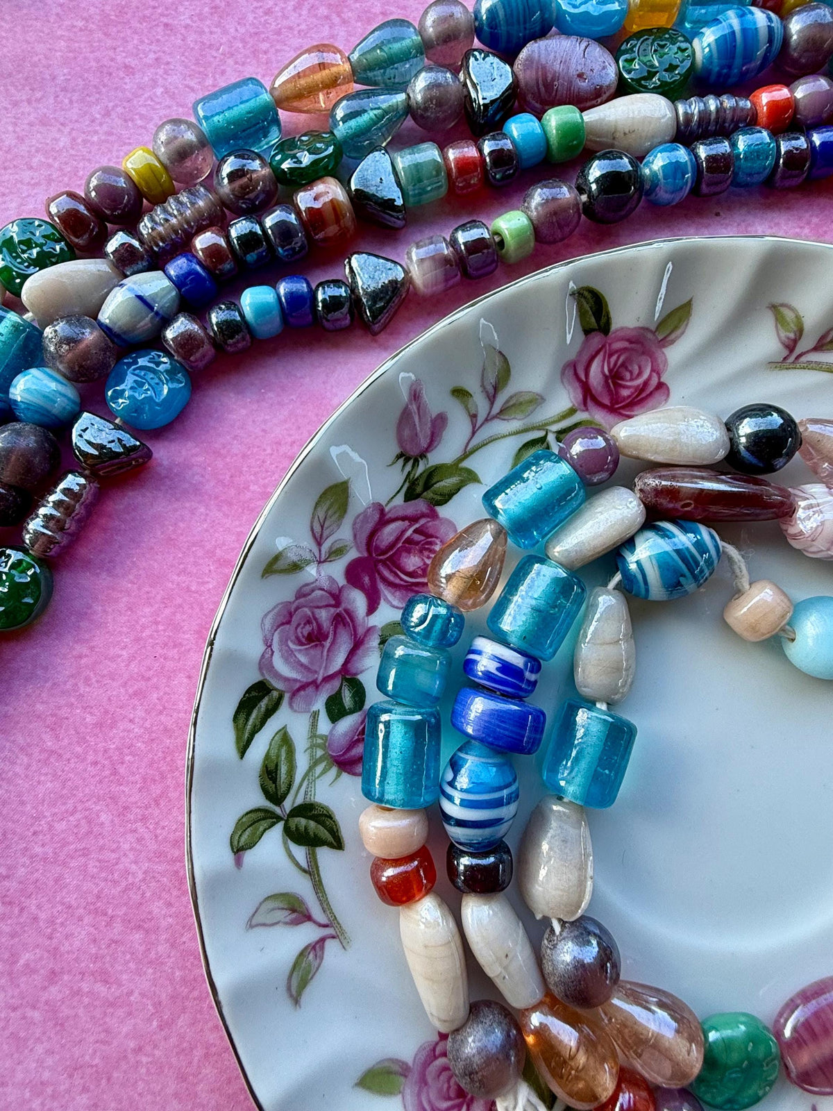 24” Moonlight Mix Glass Bead Strand | Assorted Glass Beads | Jewelry Making | Pre-Strung Craft Beads