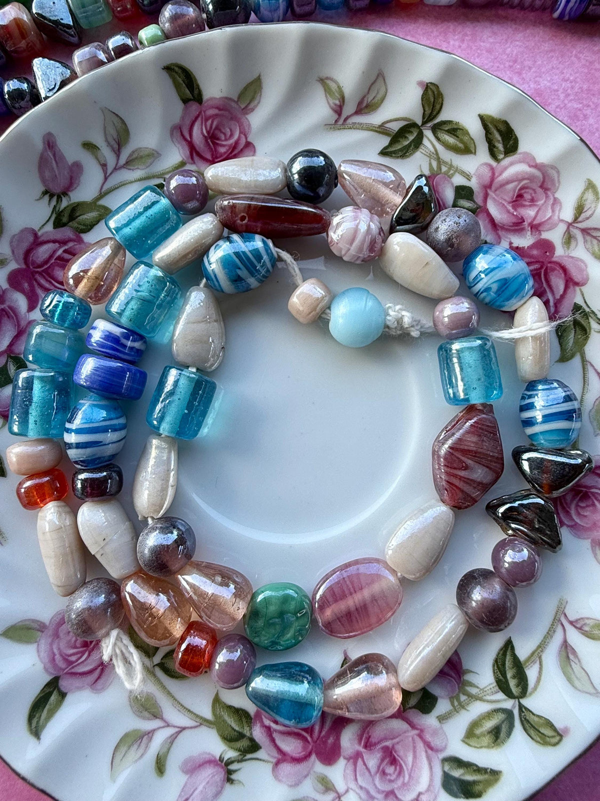 24” Moonlight Mix Glass Bead Strand | Assorted Glass Beads | Jewelry Making | Pre-Strung Craft Beads
