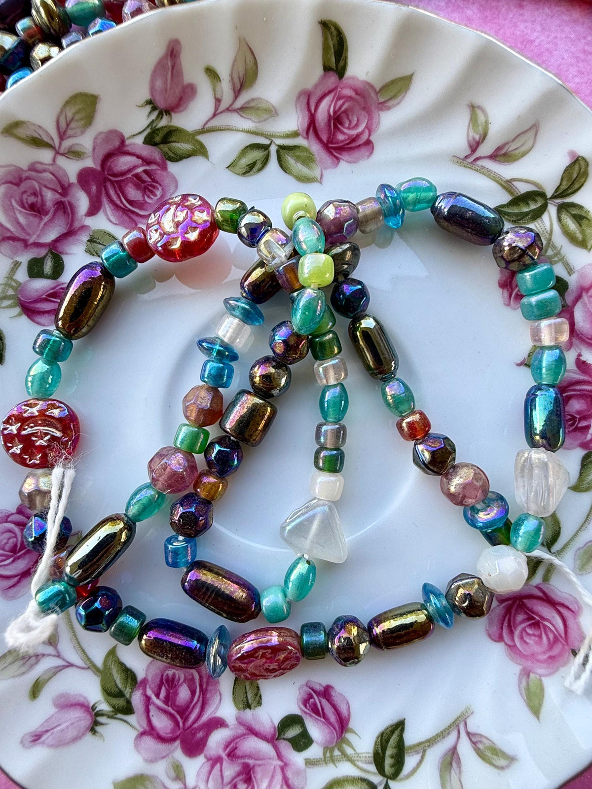 24" Aurora Mix Glass Bead Strand | Iridescent Faceted Beads for Jewelry Making