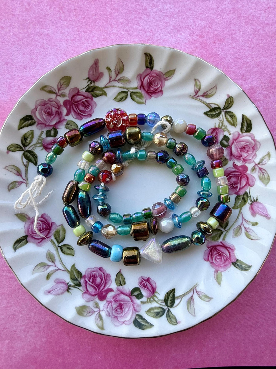 24" Aurora Mix Glass Bead Strand | Iridescent Faceted Beads for Jewelry Making