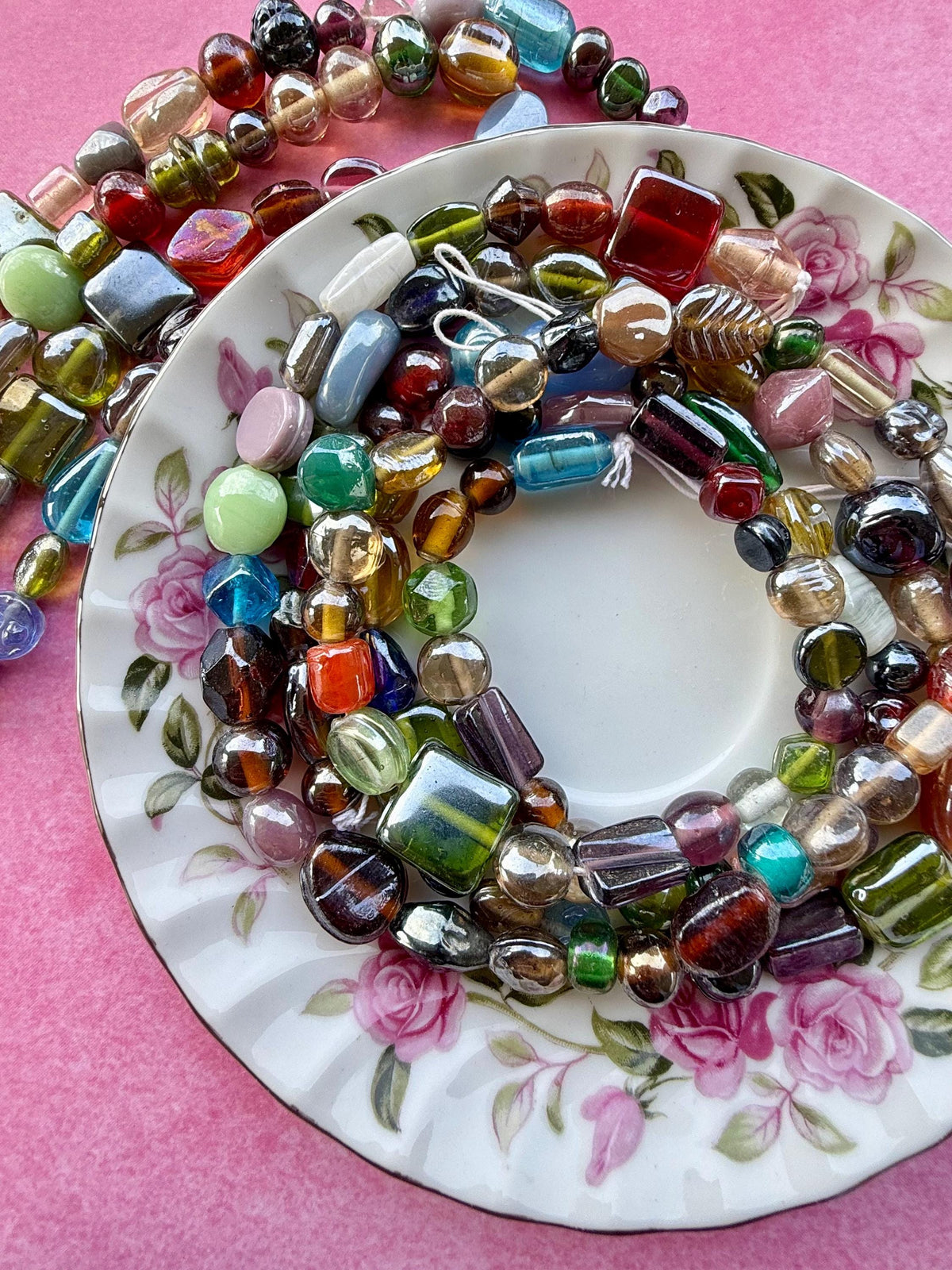 24" Caravan Luster Glass Beads | Earth Tones, Jewel Colors for Jewelry Making