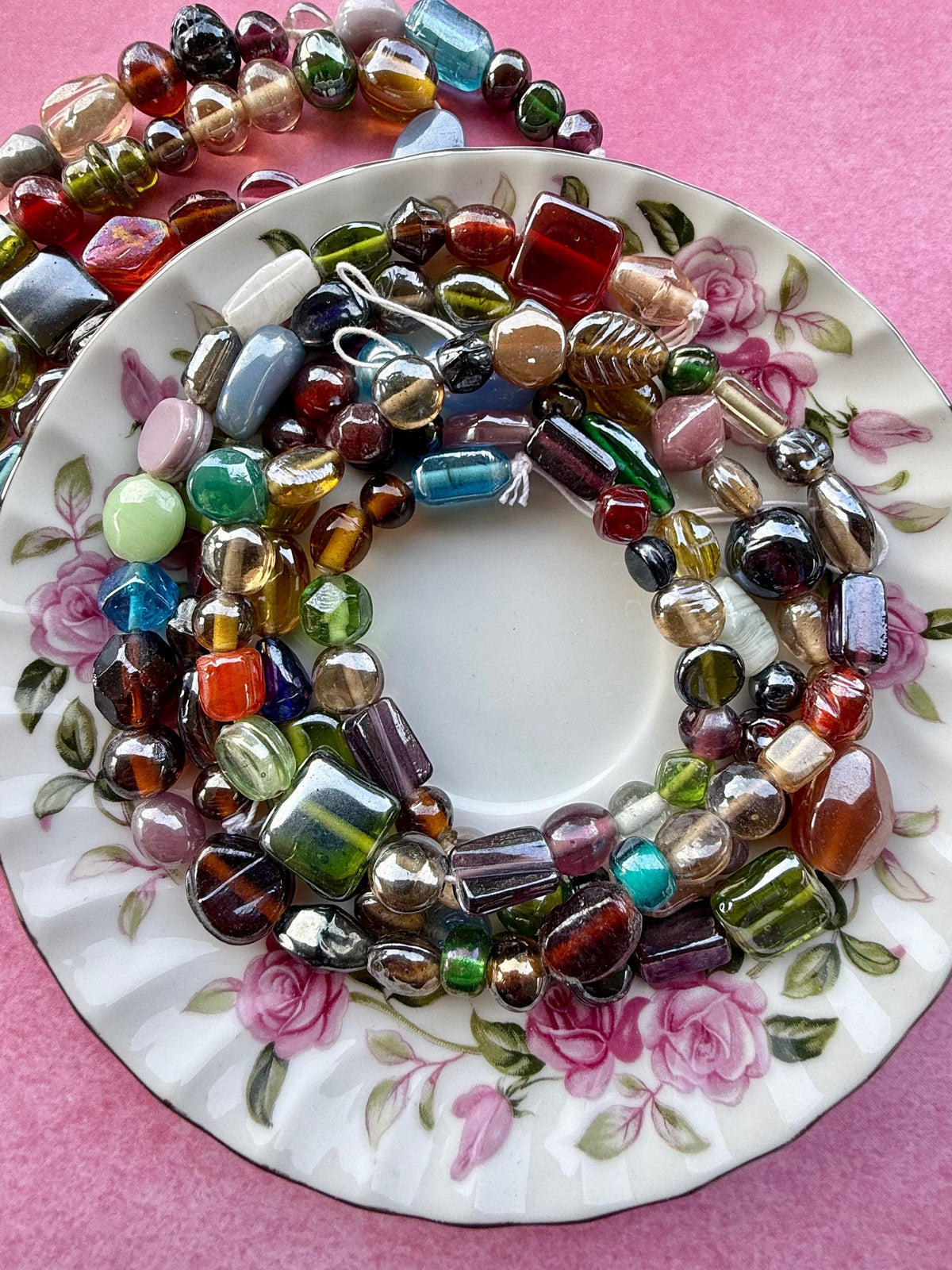 24" Caravan Luster Glass Beads | Earth Tones, Jewel Colors for Jewelry Making