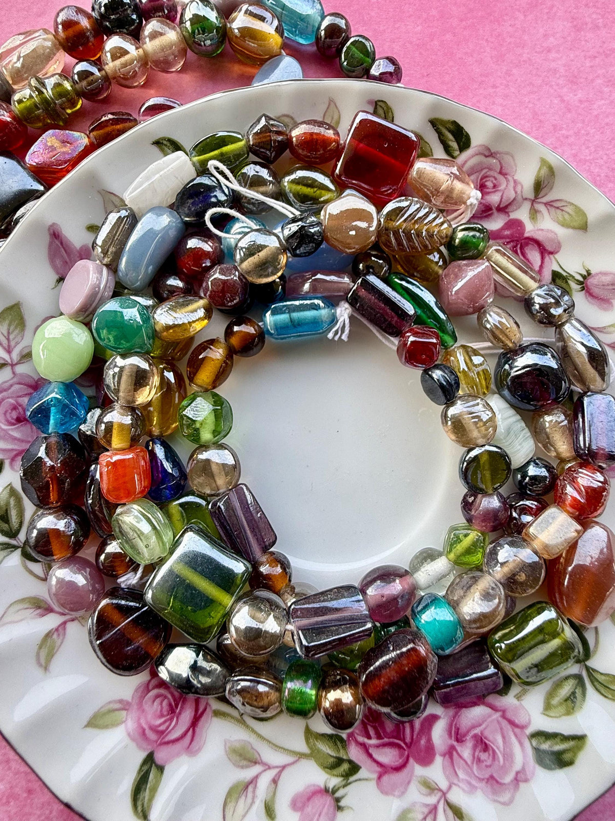 24" Caravan Luster Glass Beads | Earth Tones, Jewel Colors for Jewelry Making