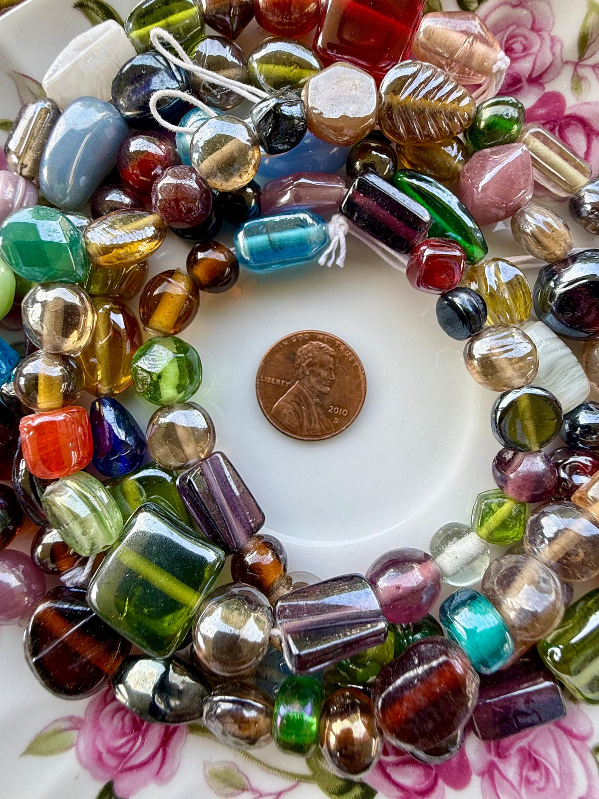 24" Caravan Luster Glass Beads | Earth Tones, Jewel Colors for Jewelry Making