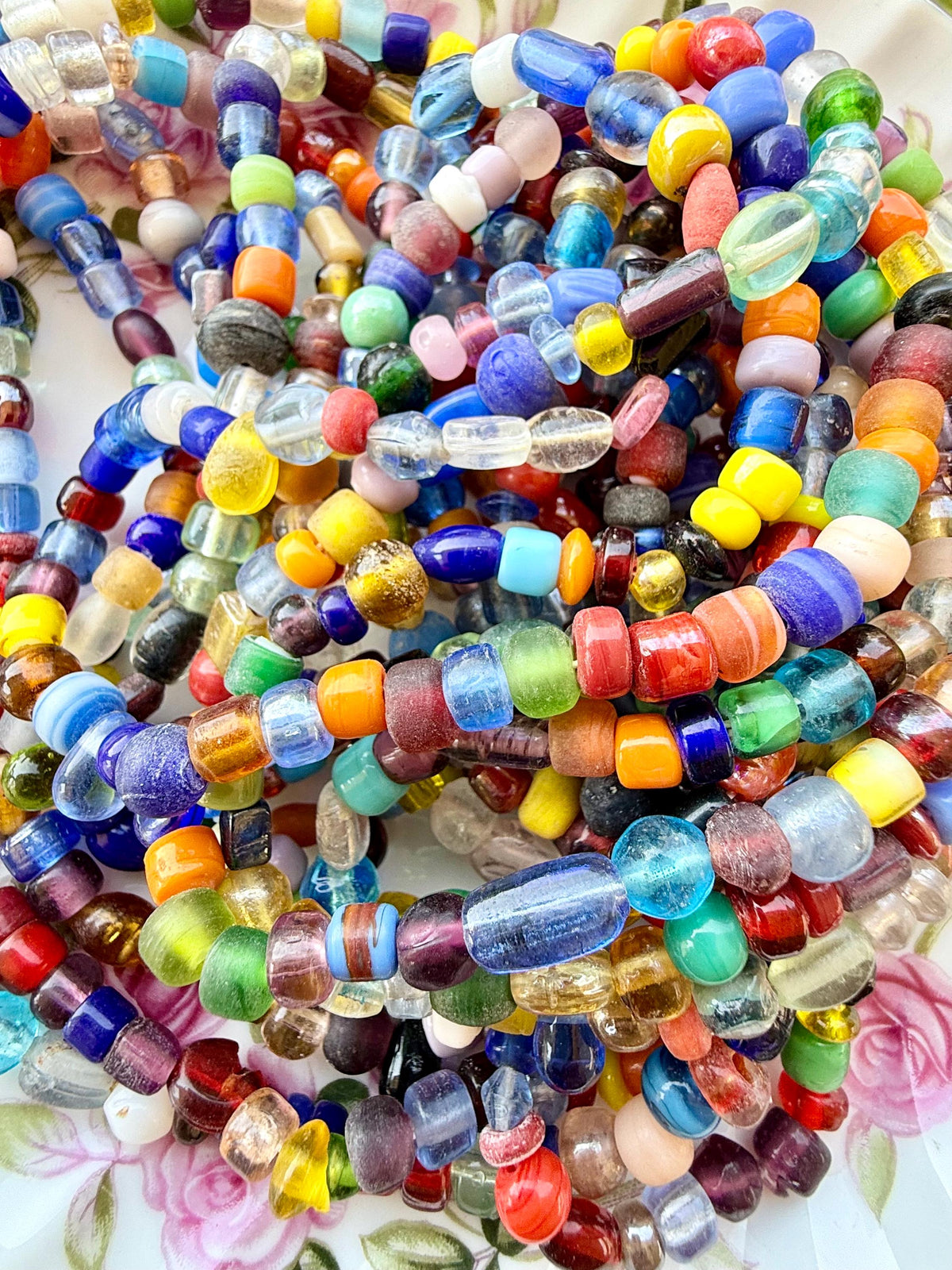 36” Rainbow Treasure Glass Bead Strand Mix | 5-9mm Assorted Glass Beads