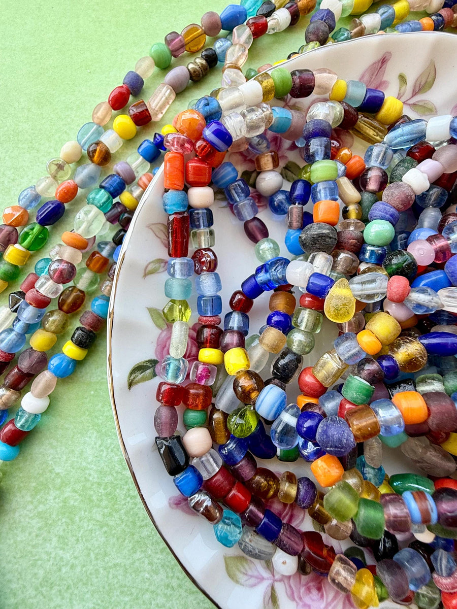 36” Rainbow Treasure Glass Bead Strand Mix | 5-9mm Assorted Glass Beads