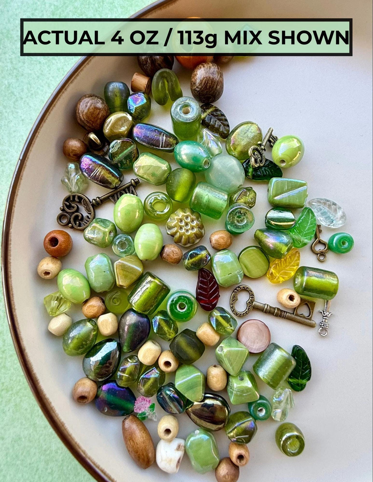 Enchanted Forest Crafter’s Mix | Glass Beads, Wood Pieces, Charms, Stones & Woodland Craft Mix