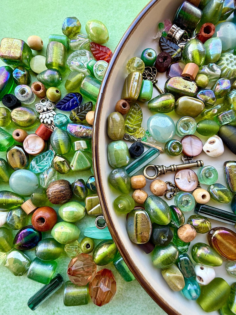 Enchanted Forest Crafter’s Mix | Glass Beads, Wood Pieces, Charms, Stones & Woodland Craft Mix