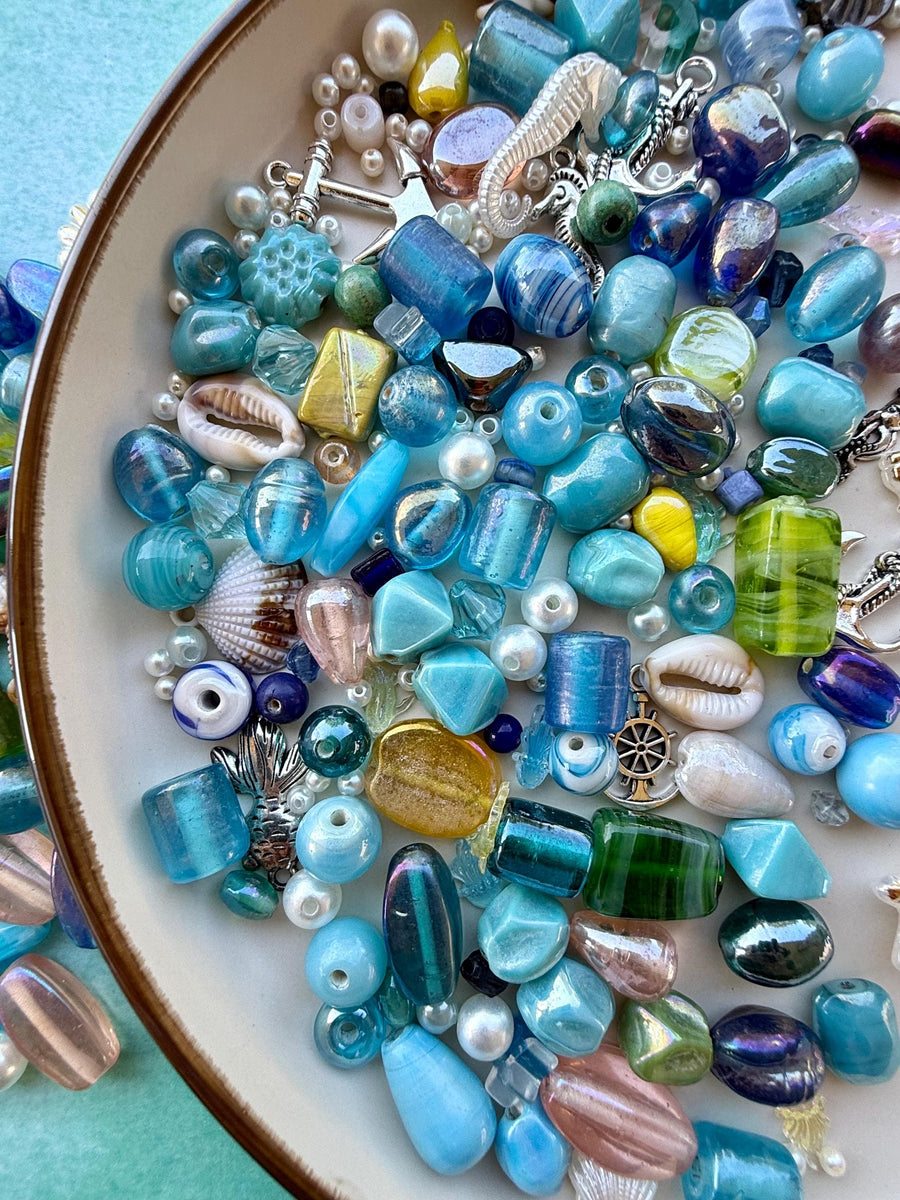 Sunken Treasure Crafter’s Mix | Glass Beads, Shells, Pearls, Charms & Ocean Craft Mix