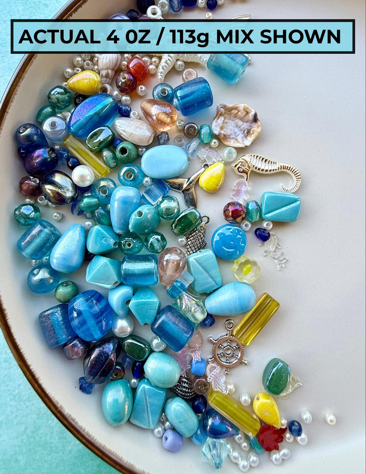 Sunken Treasure Crafter’s Mix | Glass Beads, Shells, Pearls, Charms & Ocean Craft Mix