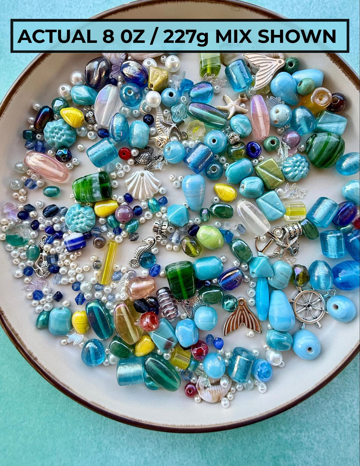 Sunken Treasure Crafter’s Mix | Glass Beads, Shells, Pearls, Charms & Ocean Craft Mix