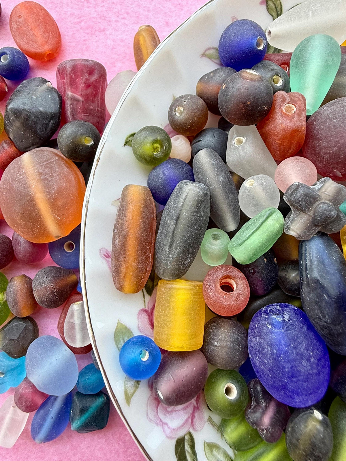 1/2 lb Frosted Treasure Mix Glass Beads - Assorted Random Glass Bead Mix – Bulk Beads for Jewelry Making