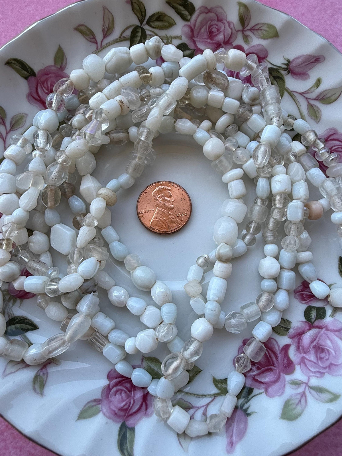 36” Winter Pearl Glass Bead Strand Mix | 4-7mm Small Assorted Glass Beads