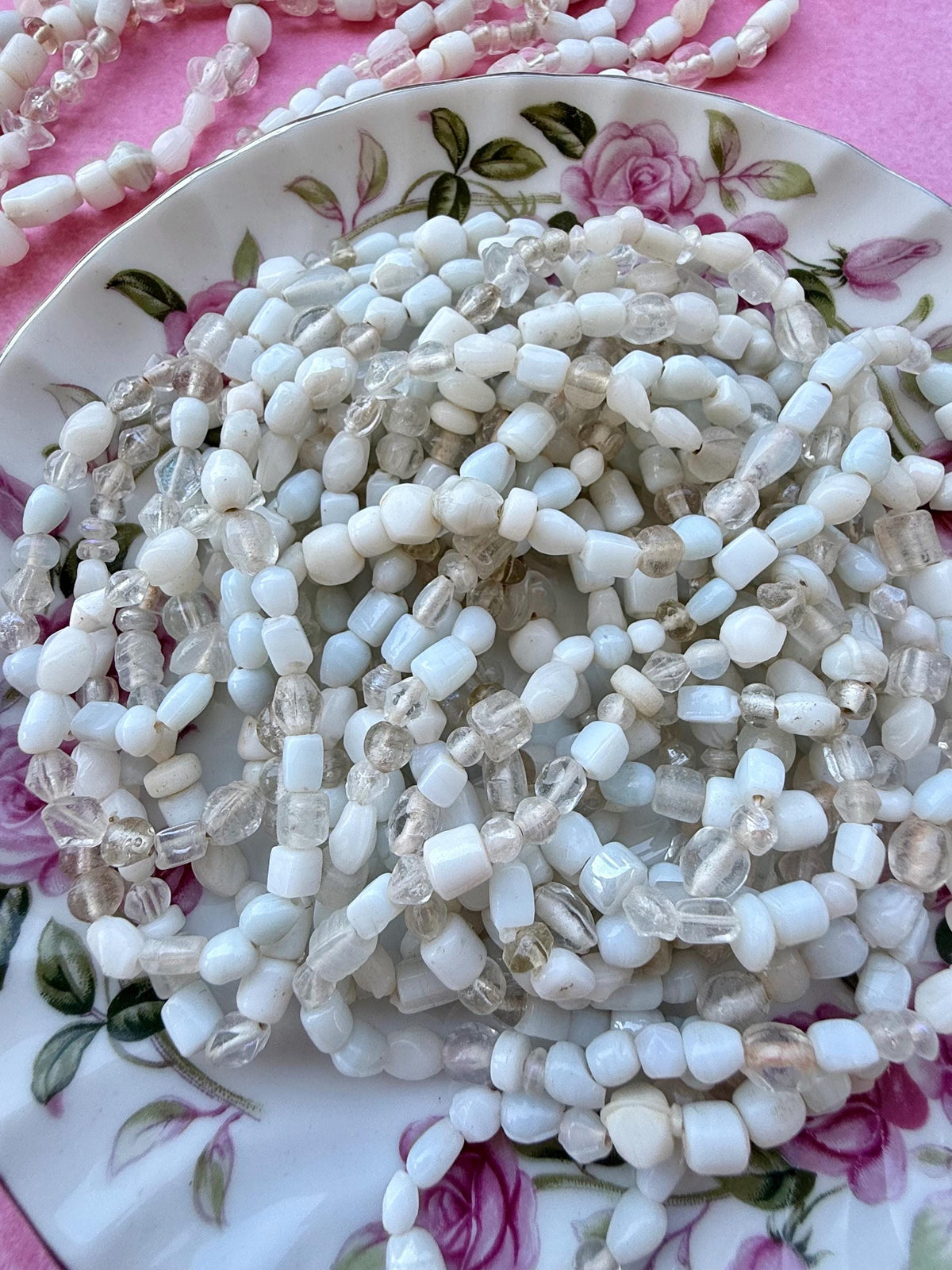 36” Winter Pearl Glass Bead Strand Mix | 4-7mm Small Assorted Glass Beads