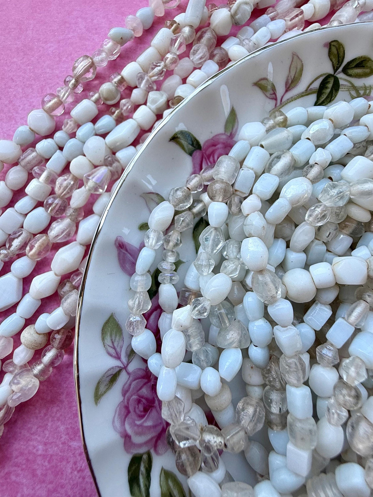 36” Winter Pearl Glass Bead Strand Mix | 4-7mm Small Assorted Glass Beads