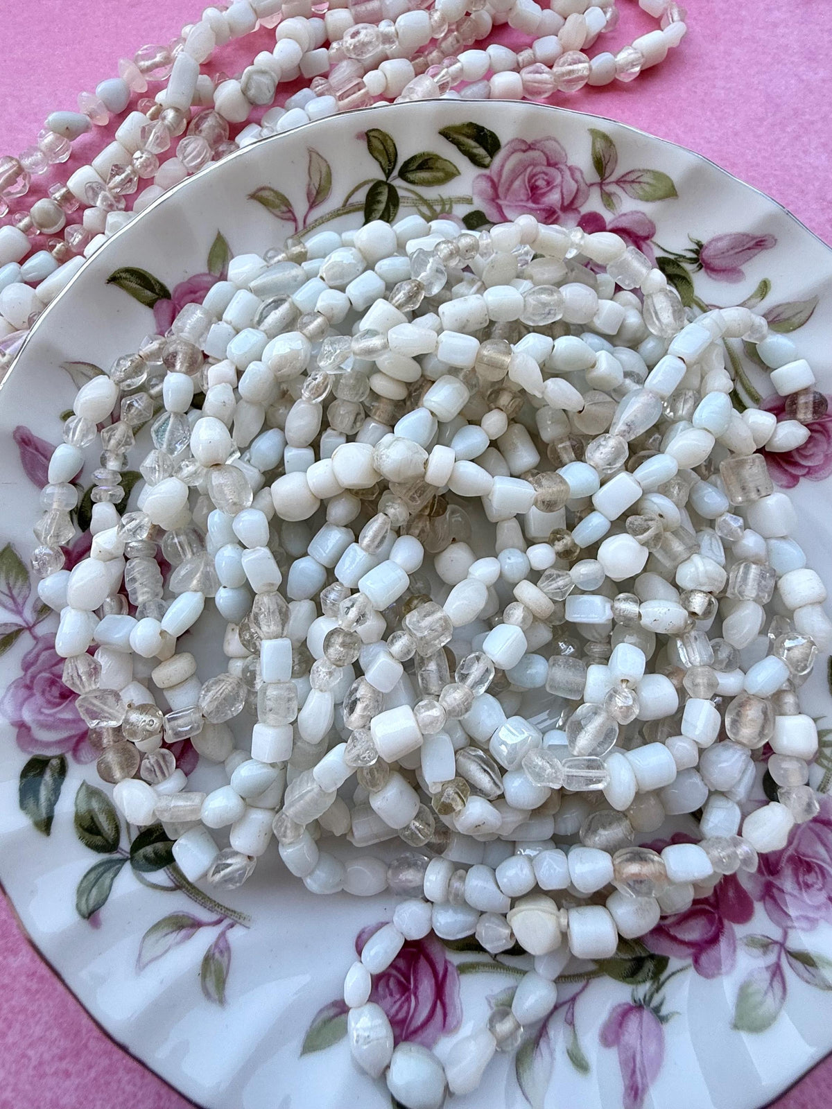 36” Winter Pearl Glass Bead Strand Mix | 4-7mm Small Assorted Glass Beads