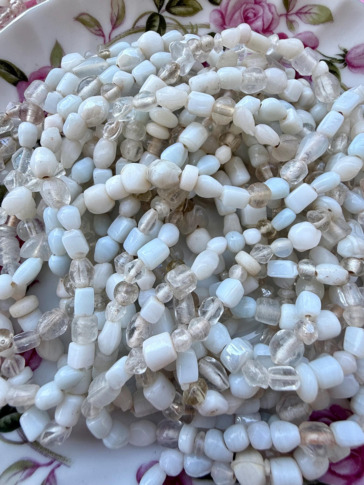 36” Winter Pearl Glass Bead Strand Mix | 4-7mm Small Assorted Glass Beads