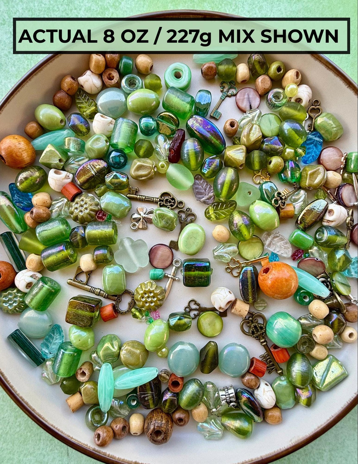 Enchanted Forest Crafter’s Mix | Glass Beads, Wood Pieces, Charms, Stones & Woodland Craft Mix
