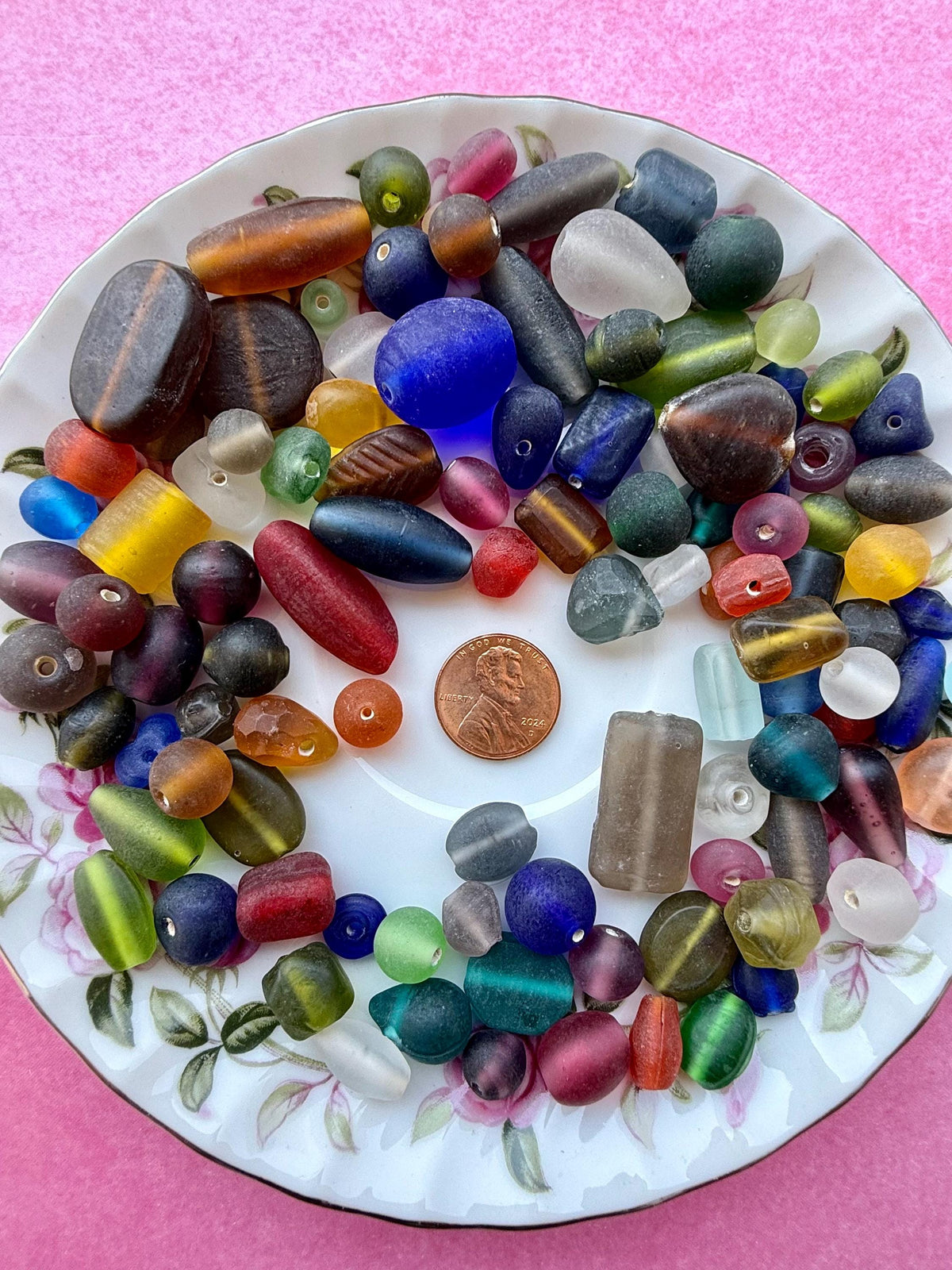 1/2 lb Frosted Treasure Mix Glass Beads - Assorted Random Glass Bead Mix – Bulk Beads for Jewelry Making