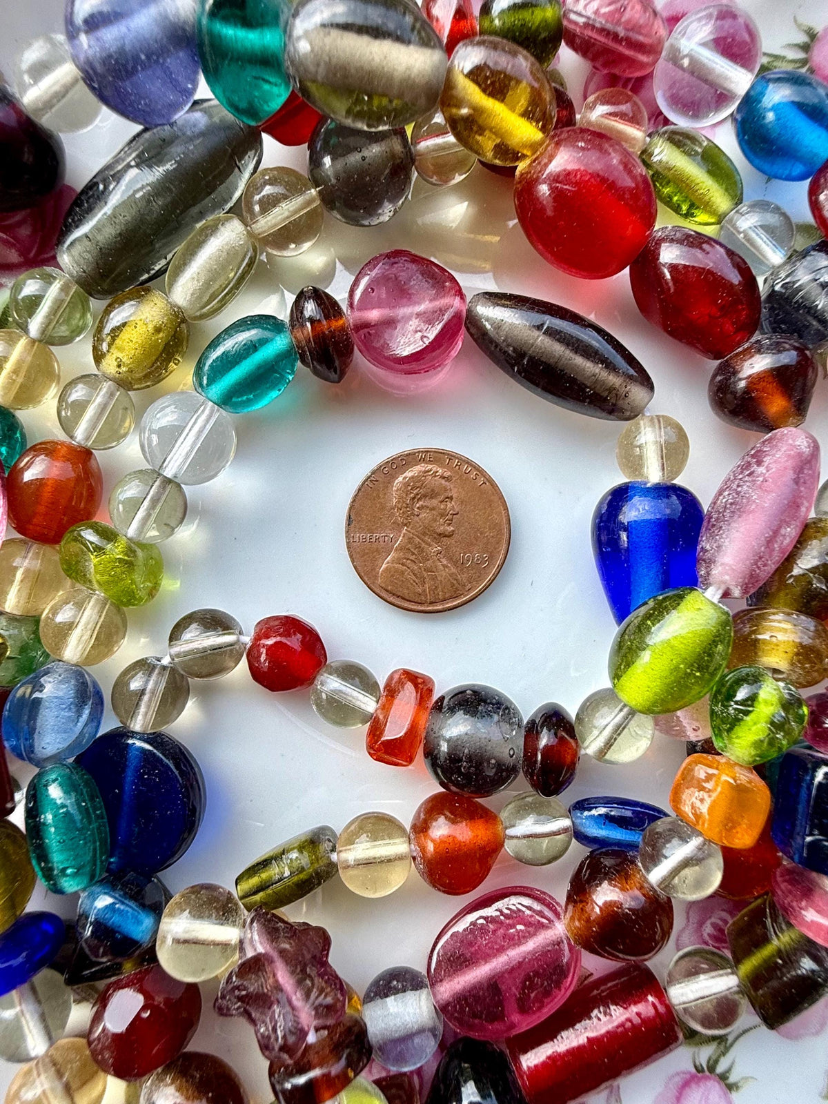 24”  Large Treasure Glass Bead Strand Mix | 7-20mm | Large Assorted Colorful Bead Strands
