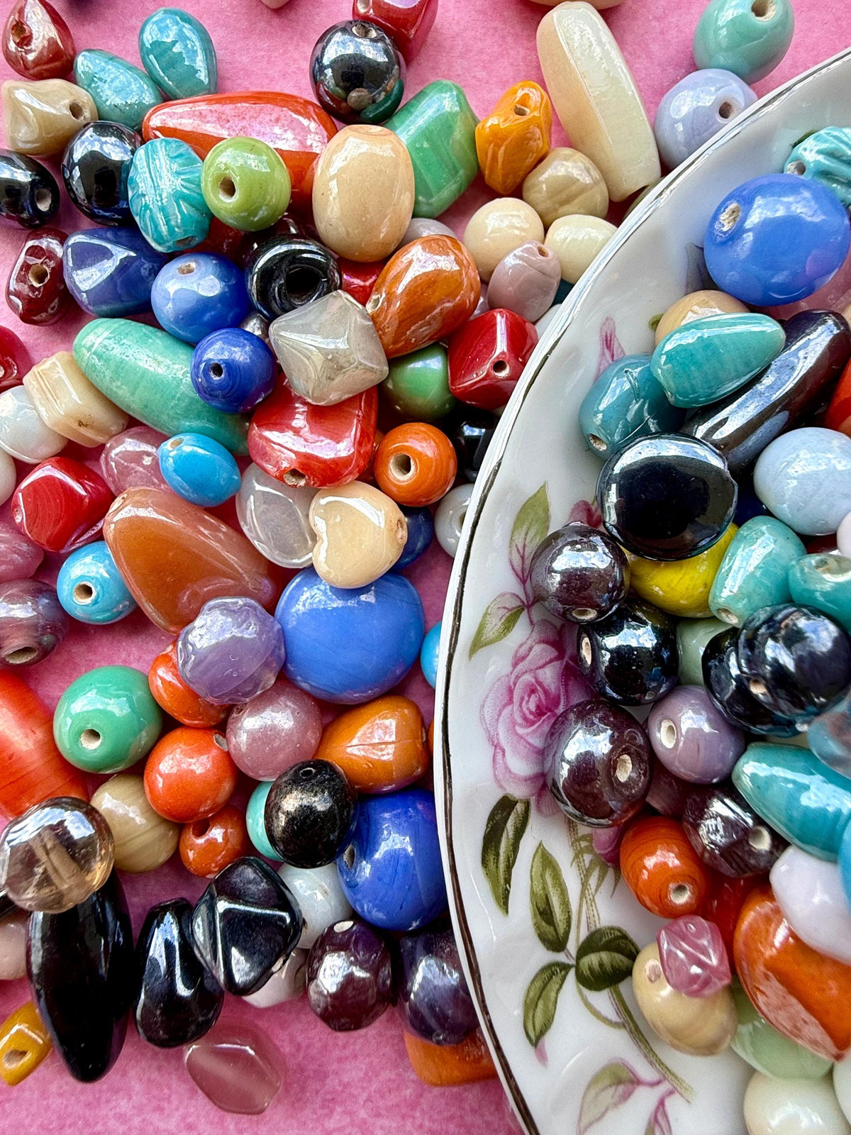 1/2 lb Luster Treasure Mix Glass Beads - Assorted Random Glass Bead Mix – Bulk Beads for Jewelry Making